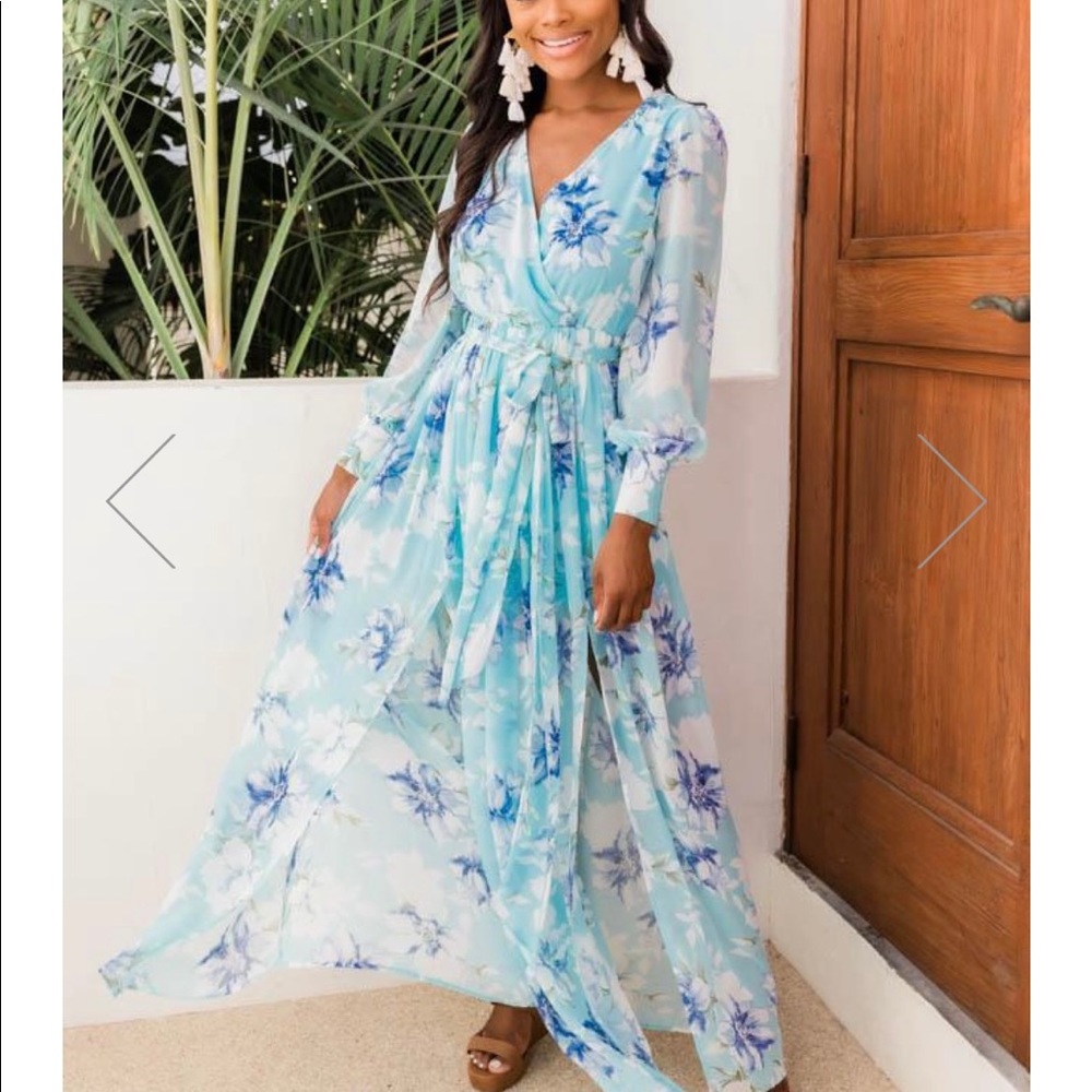 My dearest darling light blue floral maxi dress